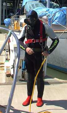 Sail boat inspection using a hookah 